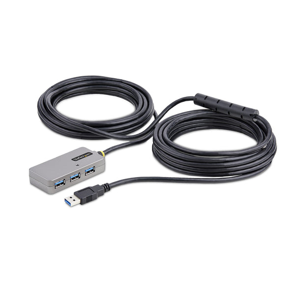 StarTech.com USB Extender Hub, 10m USB 3.0 Extension Cable with 4-Port USB-A Hub, Active/Bus Powered USB Repeater Cable, Optional 20W Power Supply Included, ESD Protection - TAA