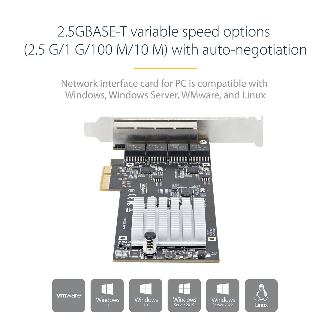 StarTech.com 4-Port 2.5Gbps NBASE-T PCIe Network Card, Intel I225-V, Quad-Port Computer Network Card - image 9