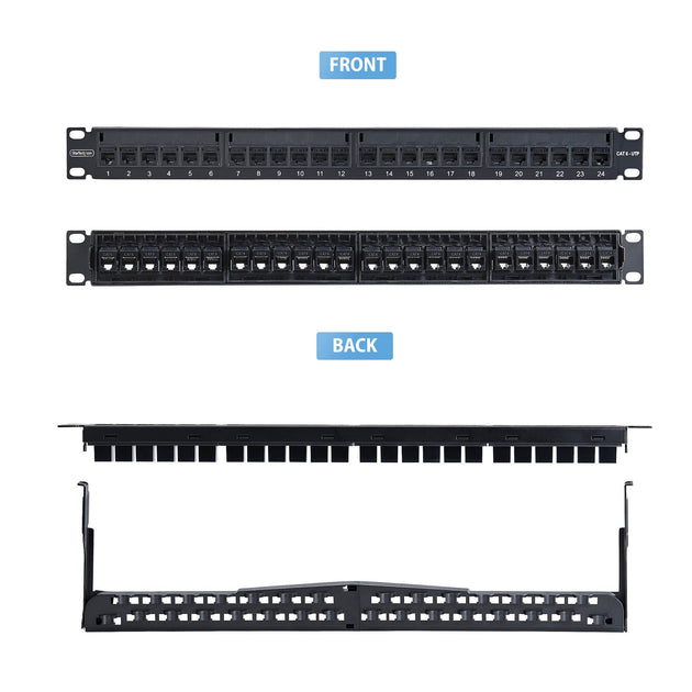StarTech.com 24 Port 1U Feed Through Patch Panel with Cable Management ...