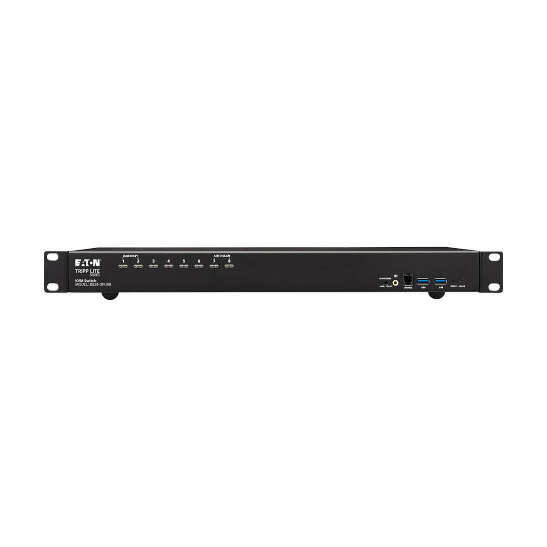 Tripp Lite B024-DPU08 8-Port DisplayPort/USB KVM Switch with Audio/Video and USB Peripheral Sharing, 4K 60 Hz, 1U Rack-Mount