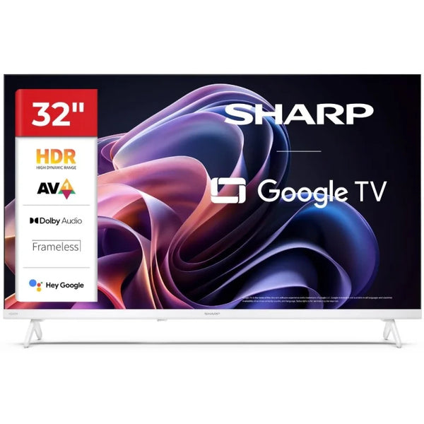 Sharp 32" HD Ready LED Smart Google TV Netflix Freeview HD DVB-T2 Tuner - No iPlayer - White (Grade A1 - Like New)