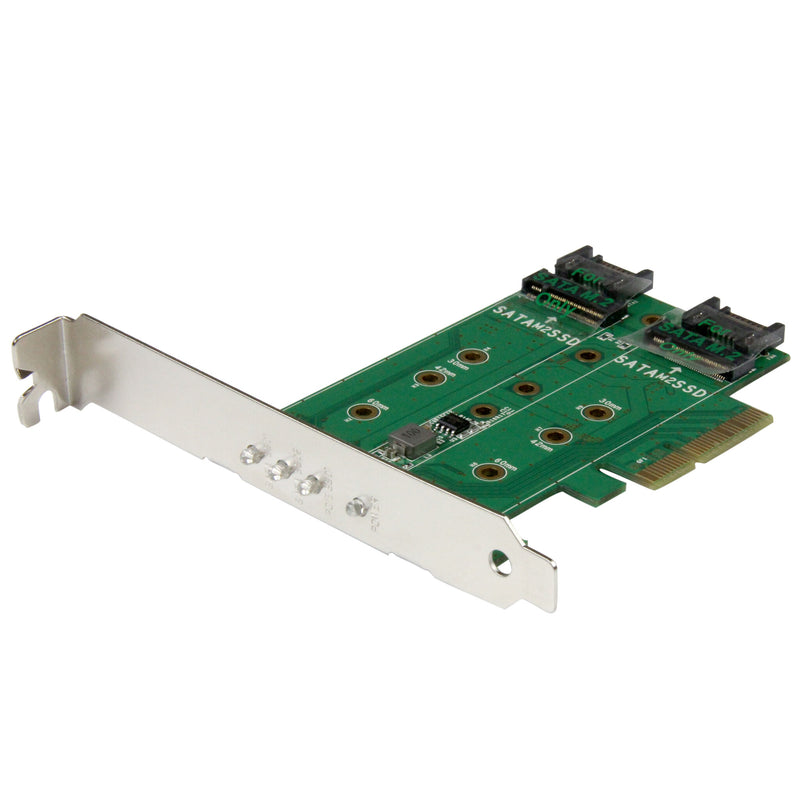 StarTech.com 3-Port M.2 SSD (NGFF) Adapter Card - 1 x PCIe (NVMe) M.2, 2 x SATA III M.2 - PCIe 3.0