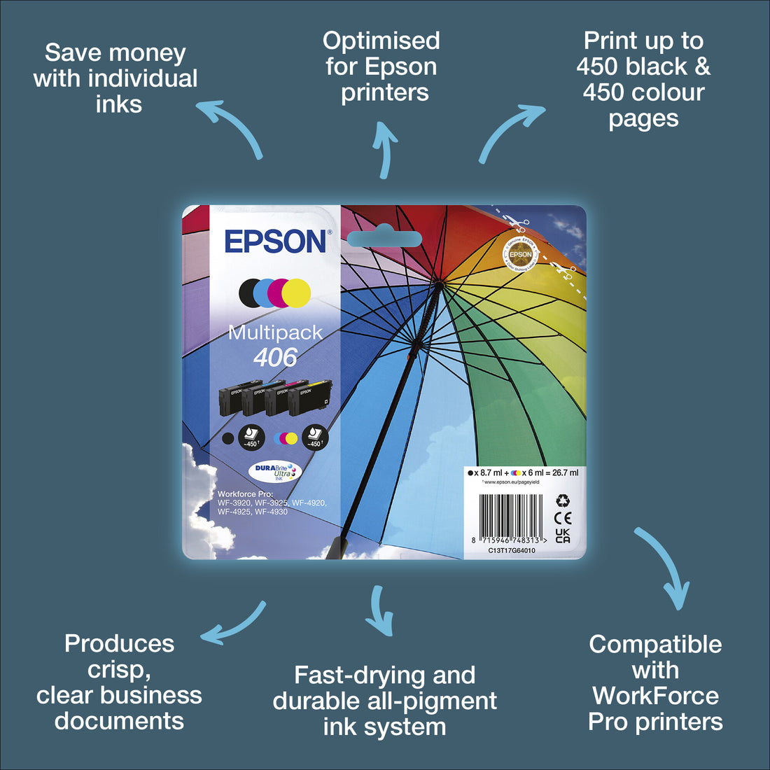 Epson Multipack 4-colour 406 Umbrella DURABrite Ultra Ink - image 3