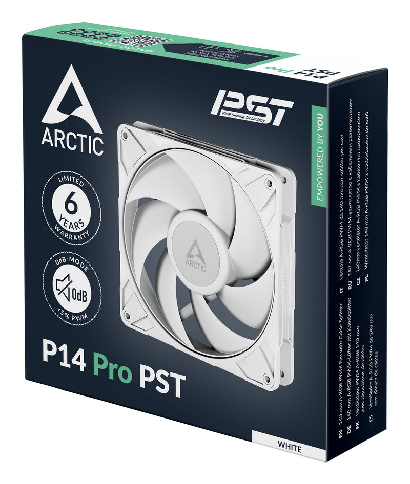 ARCTIC P14 Pro PST (White) 140 mm PWM Fan with Cable Splitter