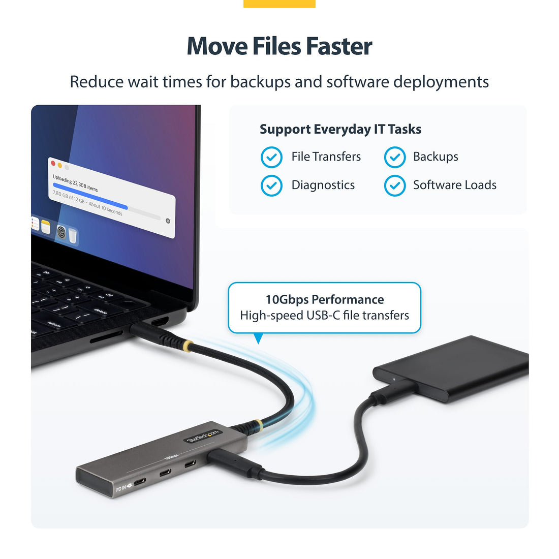 StarTech.com 4-Port USB-C Hub, 10Gbps, 100W PD Charging, 4x USB-C Ports, Overcurrent Protection, PCR Aluminum - image 8