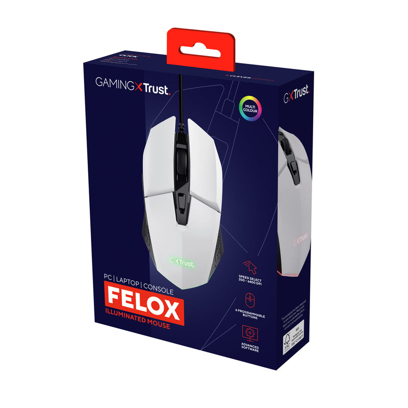 Trust GXT 109W Felox mouse Gaming Right-hand USB Type-A Optical 6400 DPI
