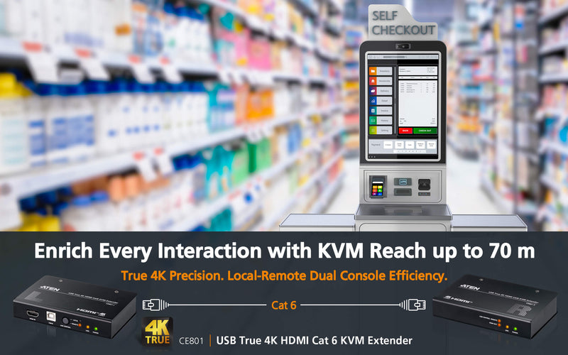 ATEN USB True 4K HDMI Cat 6 KVM Extender (4K @ 70 m / FHD @ 100 m)