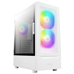 ANTEC NX410 Case, Gaming, White, Mid Tower, Tempered Glass Side Window Panel, Addressable RGB LED Fans