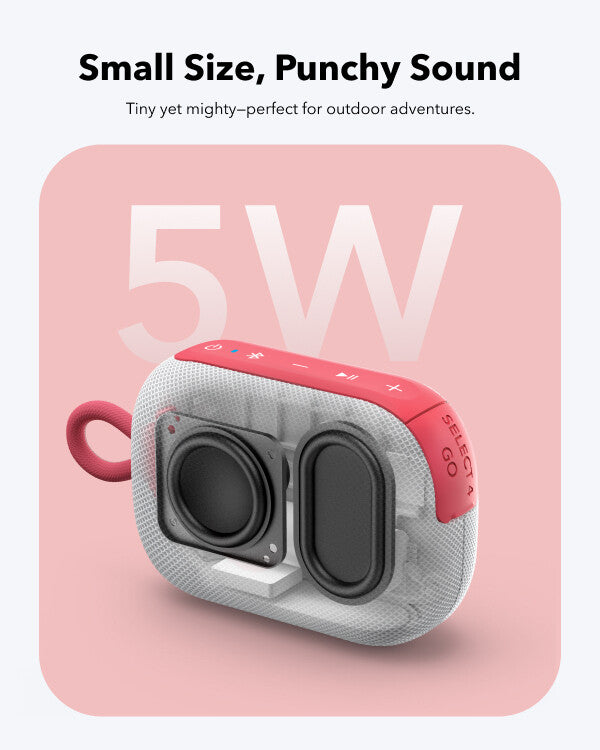 Soundcore Select 4 Go, Ultra Portable Bluetooth Speaker - White & Red - image 3