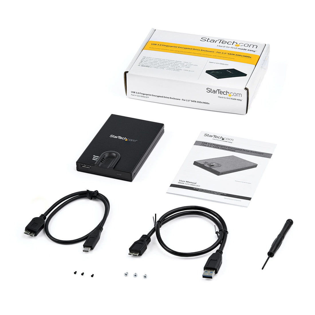 StarTech.com Biometric Enclosure - Encrypted USB 3.0 2.5" SATA Hard Drive Enclosure - Fingerprint/Password - image 8
