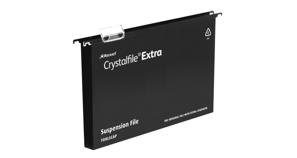 Rexel Crystalfile Extra Foolscap Suspension File 30mm Black (25) - image 2