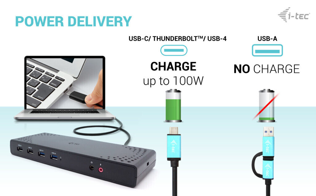 i-tec USB 3.0 / USB-C / Thunderbolt Dual Display Docking Station + Power Delivery 100W - image 10