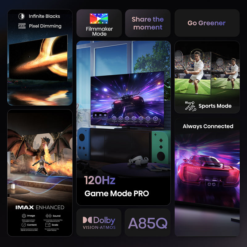 Hisense 55" A85QTUK OLED Smart AI TV with Freely