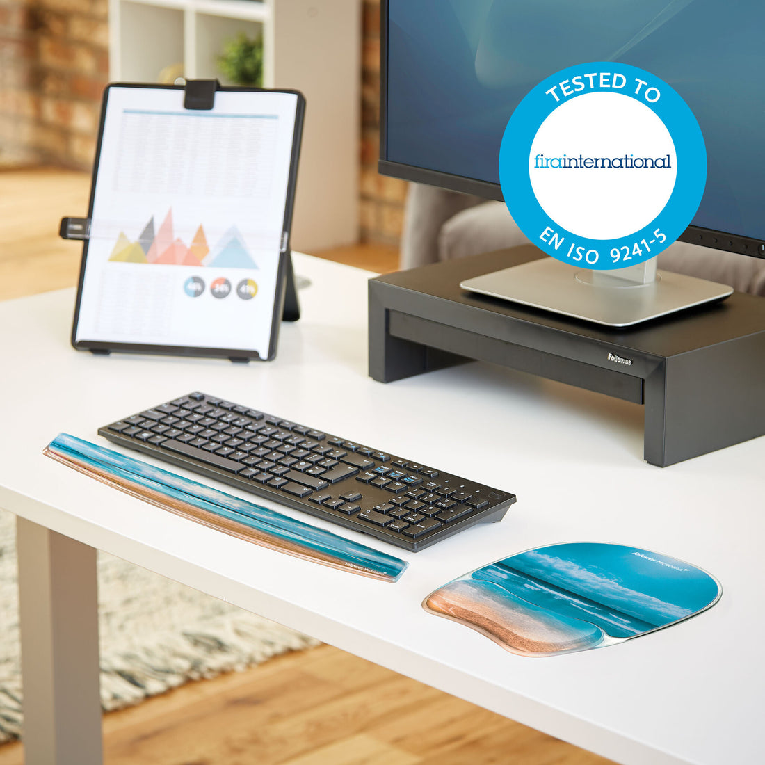Fellowes Keyboard Wrist Rest - Photo Gel Wrist Rest with Non Skid Rubber Base & Antibacterial Protection - image 5