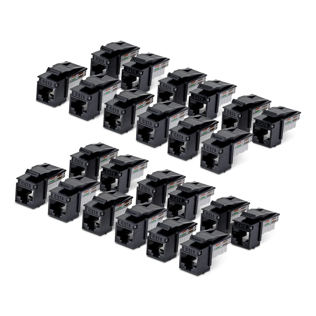 StarTech.com Cat6 Keystone Jack, 24-Pack RJ45 Ethernet Keystone Jacks, UTP Cat6 Wall Jack, 90-Degree 110 Punch