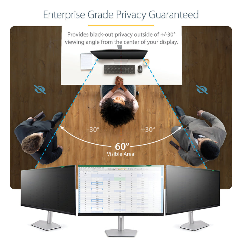 StarTech.com Monitor Privacy Screen for 20 inch PC Display - Computer Screen Security Filter - Blue Light Reducing Screen Protector Film - 16:9 Widescreen - Matte/Glossy - +/-30 Degree