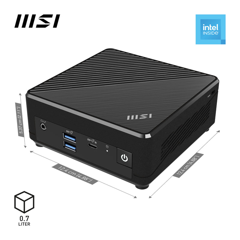 MSI Cubi N ADL Intel N200 Barebone, NUC, SFF, Mini Computer, HTPC, (NO RAM, NO Storage, NO OS), UHD Graphics/Type C/HDMI/DisplayPort/Dual LAN/WiFi 5/BT 5.1/VESA