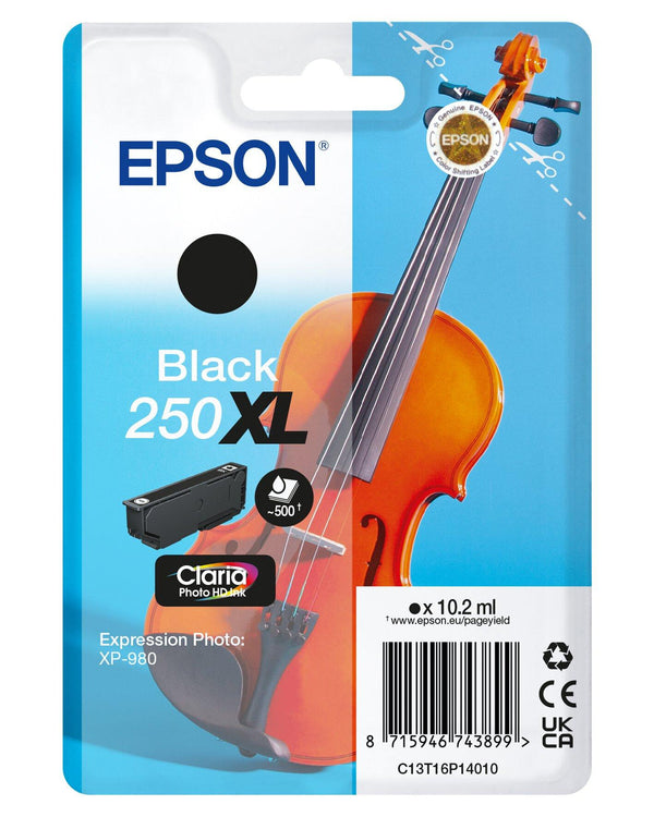 Epson Singlepack Black 250XL Violin Claria Photo HD Ink