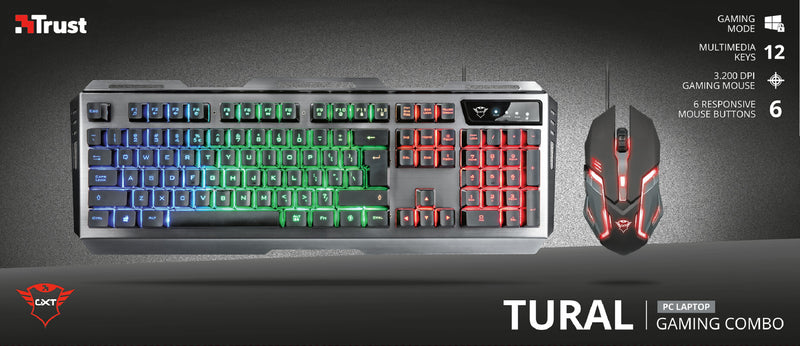 Trust GXT 845 Tural keyboard Mouse included Gaming USB QWERTY UK English Black