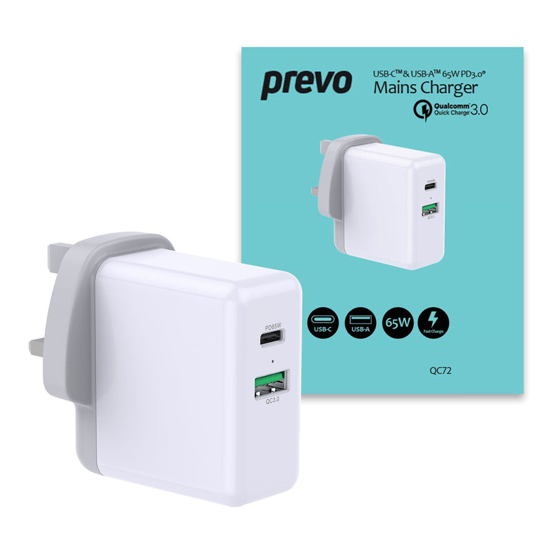 PREVO QC72 mobile device charger Universal White AC Fast charging Indoor