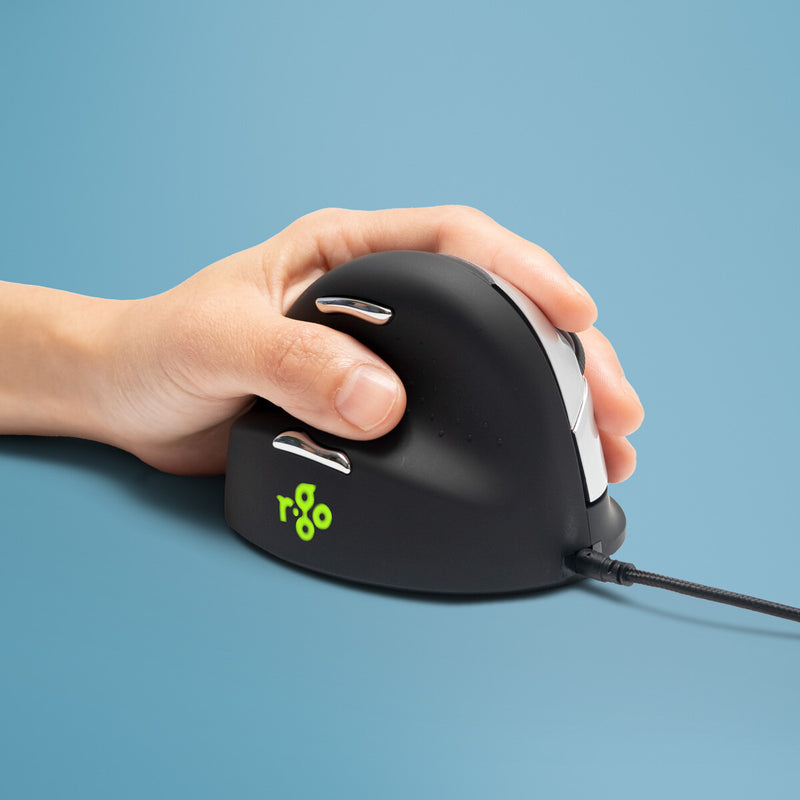 R-Go Tools Ergonomic mouse R-Go HE Break with break software, large (hand size &ge; 185 mm), left-handed, Wired, black
