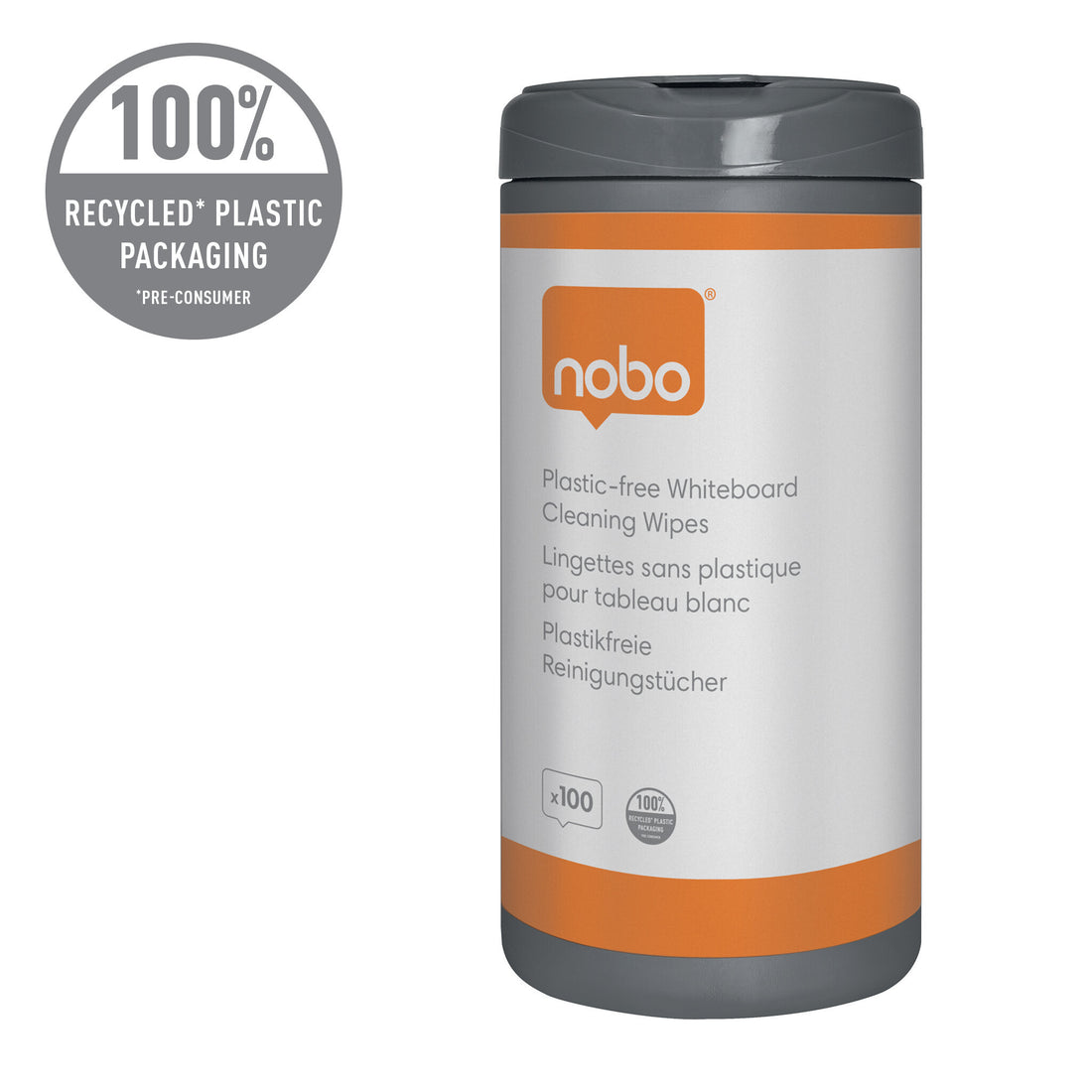 Nobo Plastic-free Whiteboard Cleaning Wipes - Pack 100 - image 3
