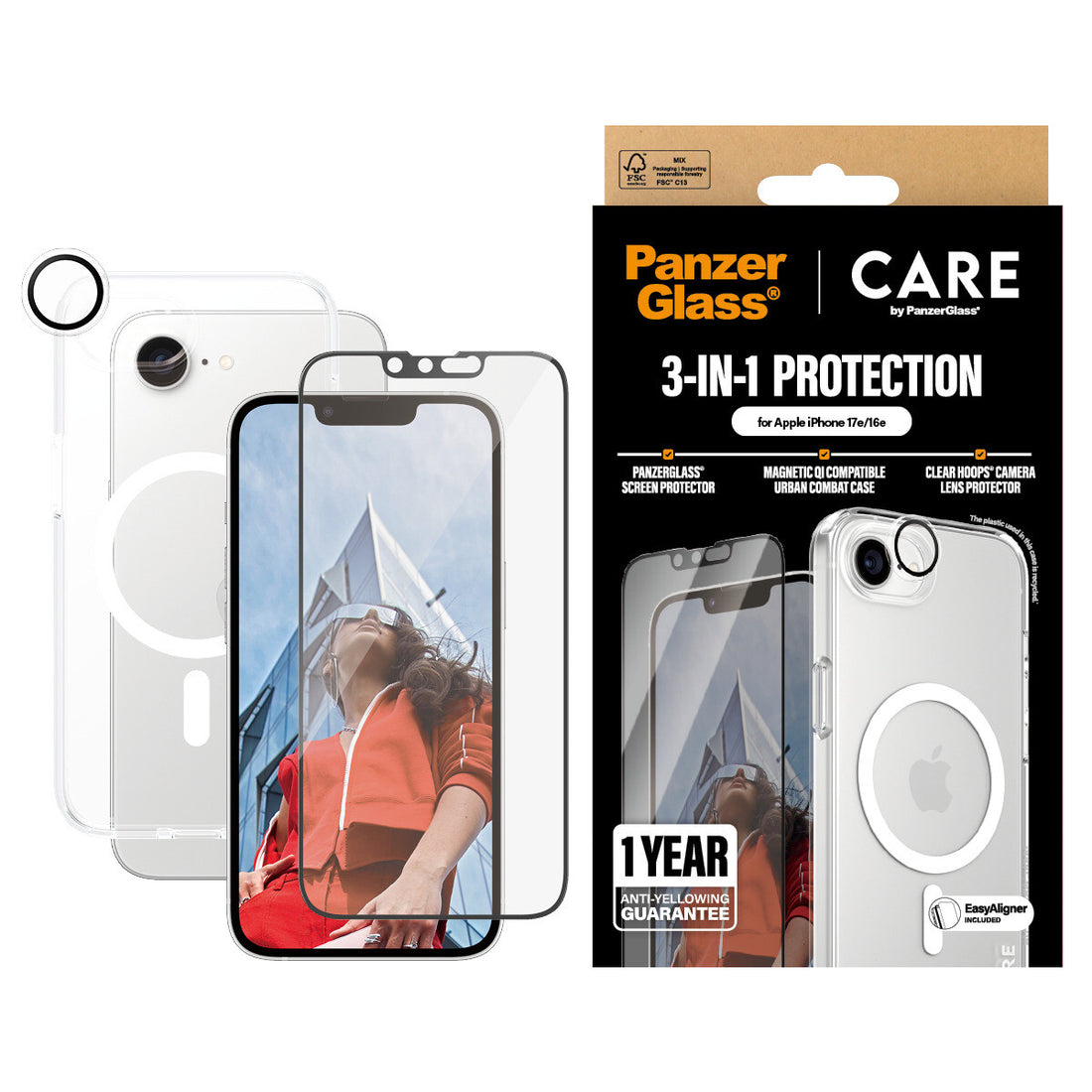 PanzerGlass ® | CARE™ by ® 3-in-1 Bundle iPhone 17e | 16e