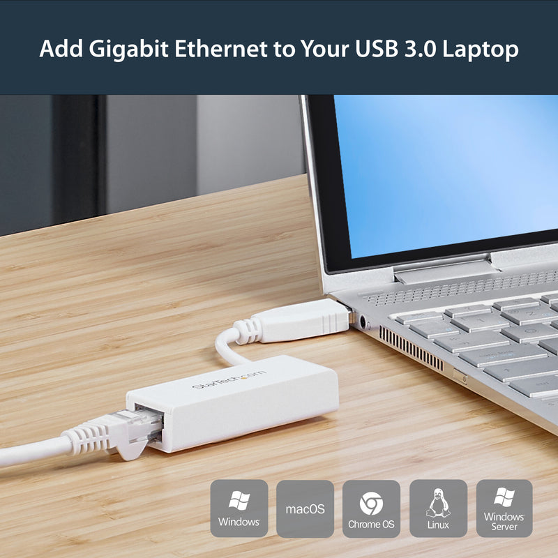 StarTech.com USB 3.0 to Gigabit Ethernet Network Adapter, 10/100/1000 Mbps, USB to RJ45, USB 3.0 to LAN Adapter, USB 3.0 Ethernet Adapter (GbE), TAA Complaint