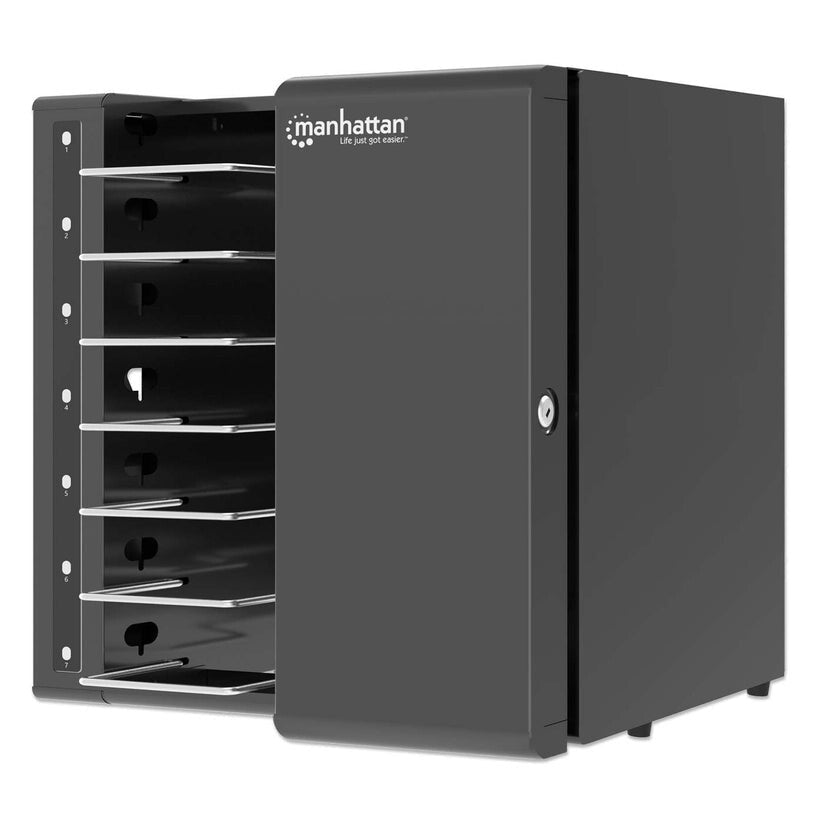 Manhattan Laptop Charging Cabinet Desktop via USB-C 16" 7-bay via USB-C 65W, Suitable for USB-C laptops (to