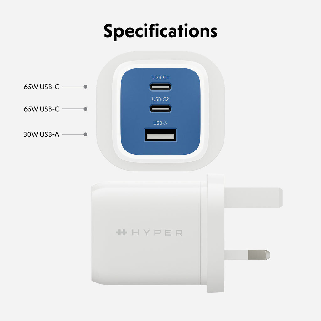 Targus HyperJuice Flex 65W GaN Laptop, Smartphone, Headset, Portable gaming console Blue, White AC Indoor - image 3
