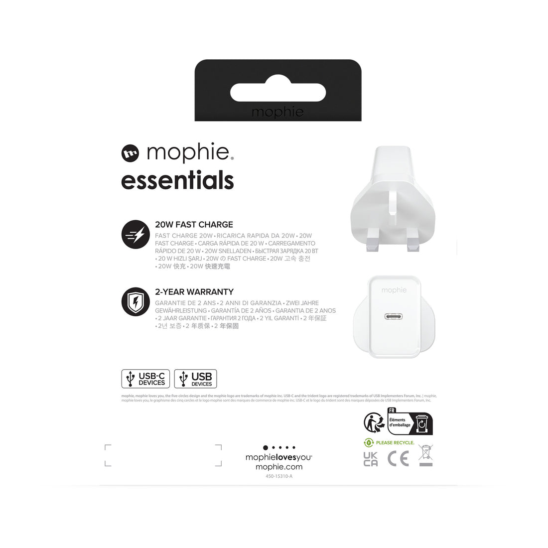 mophie essentials 20W USB-C PD wall adapter Universal White AC Fast charging Indoor - image 6
