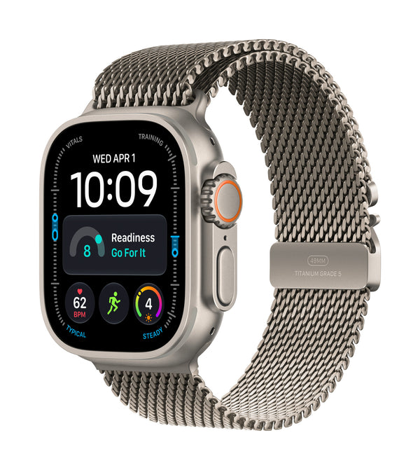 Apple Watch Ultra 4 GPS + Cellular 49mm Natural Titanium Case with Natural Titanium Milanese Loop - S