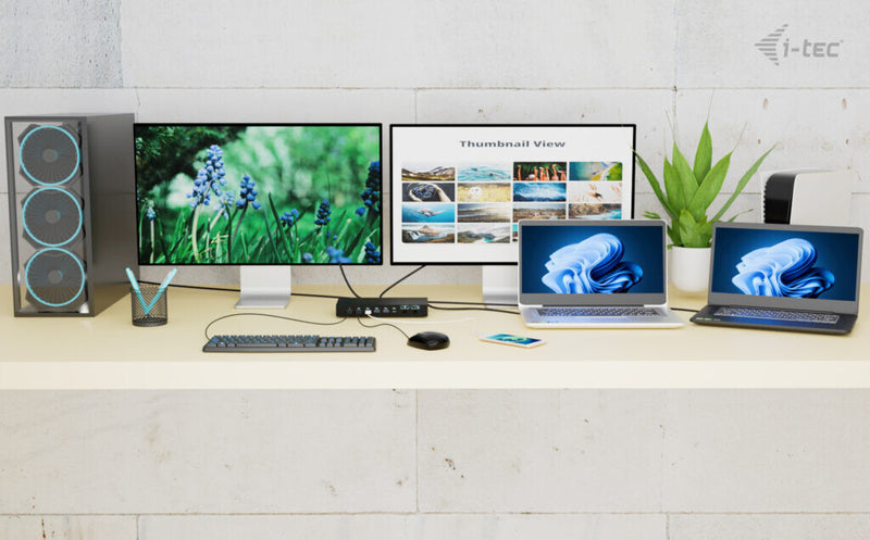 i-tec USB-C KVM Dock PRO for Three Hosts, Dual Video, with 2x Power Delivery, max 92W