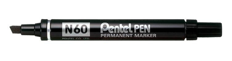 Pentel N 60 permanent marker Chisel tip Black 12