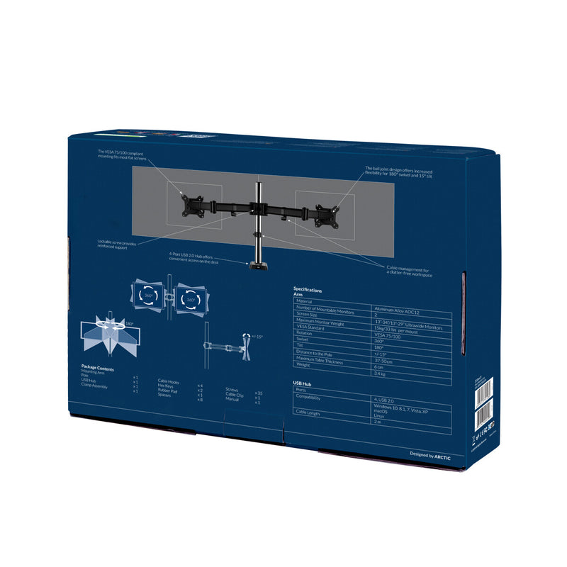ARCTIC Z2 (Gen 3) - Dual Monitor Arm with USB Hub