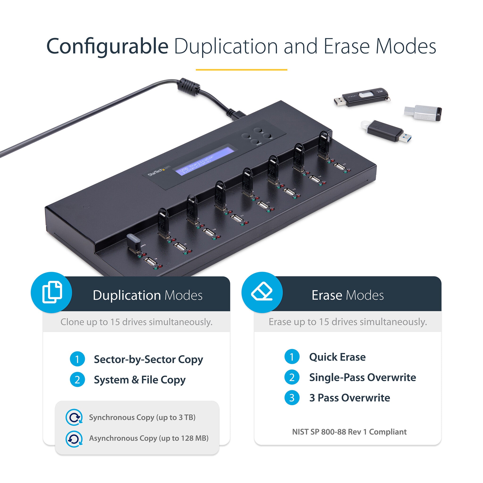 Multi Usb Copy StarTech.com Standalone 1 to 15 USB Thumb Drive Duplicator and Eraser ...