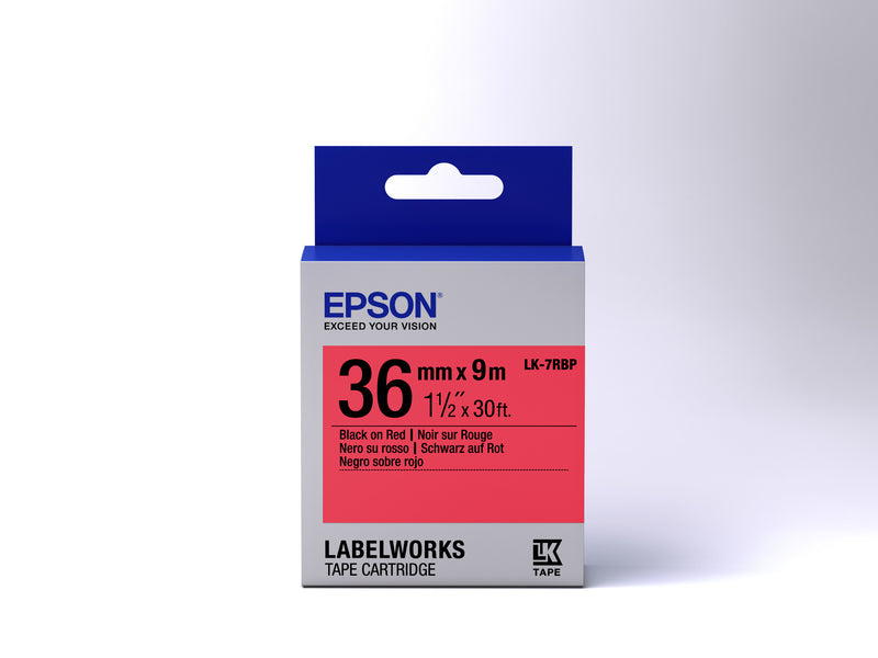 Epson Label Cartridge Pastel LK-7RBP Black/Red 36mm (9m)