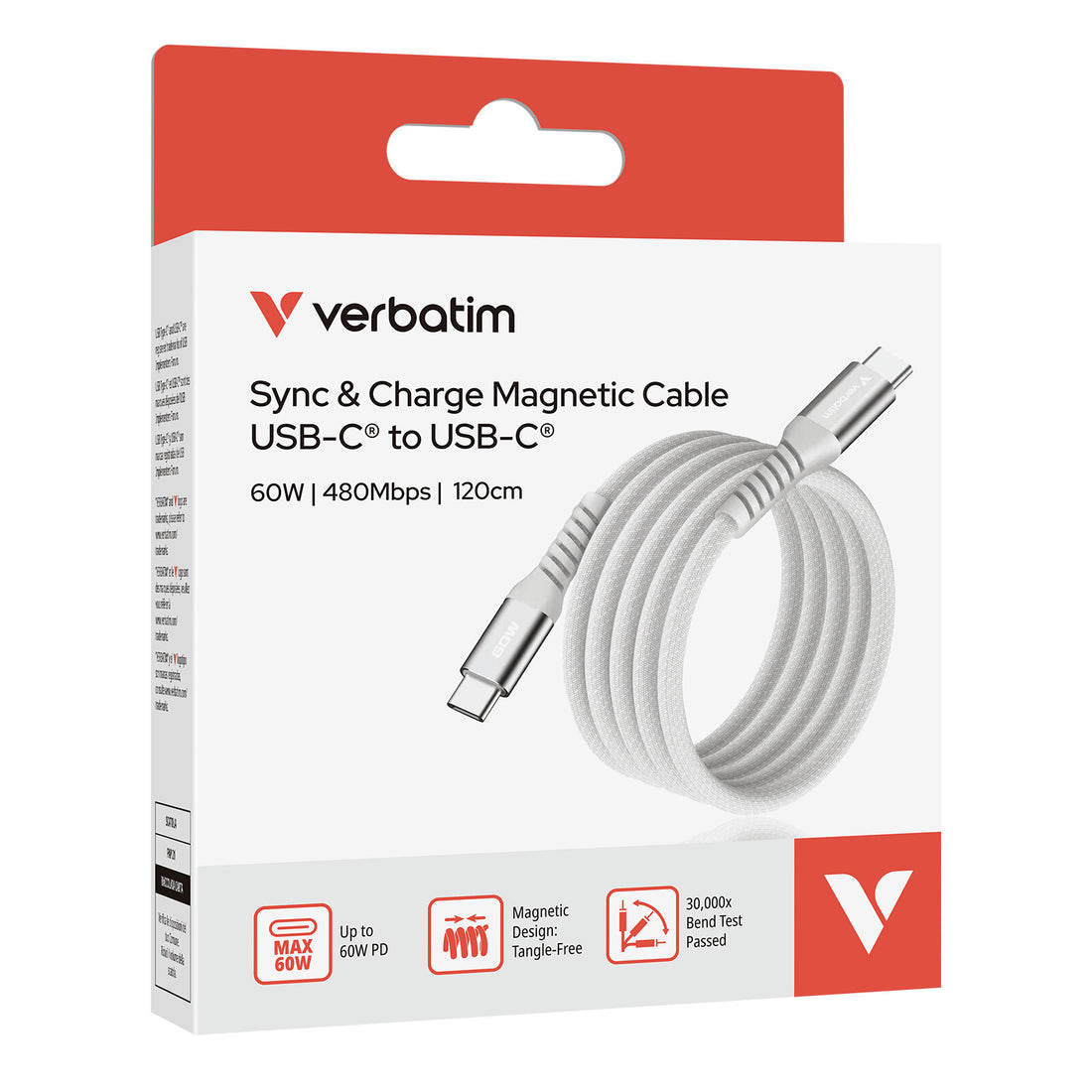 Verbatim Sync & Charge Magnetic Cable - 60W USB-C to USB-C 120 cm Grey - image 7