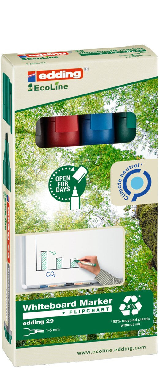 Edding 29 EcoLine marker 4 Chisel tip Black, Blue, Green, Red - image 2