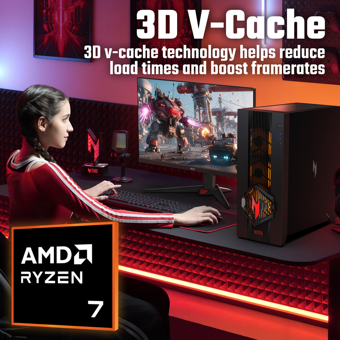 Acer NITRO 70 N70X3D-100 - AMD Ryzen 7 9800X3D CPU, RTX 5080 GPU, 32GB, 2TB SSD, Gaming Desktop - image 6