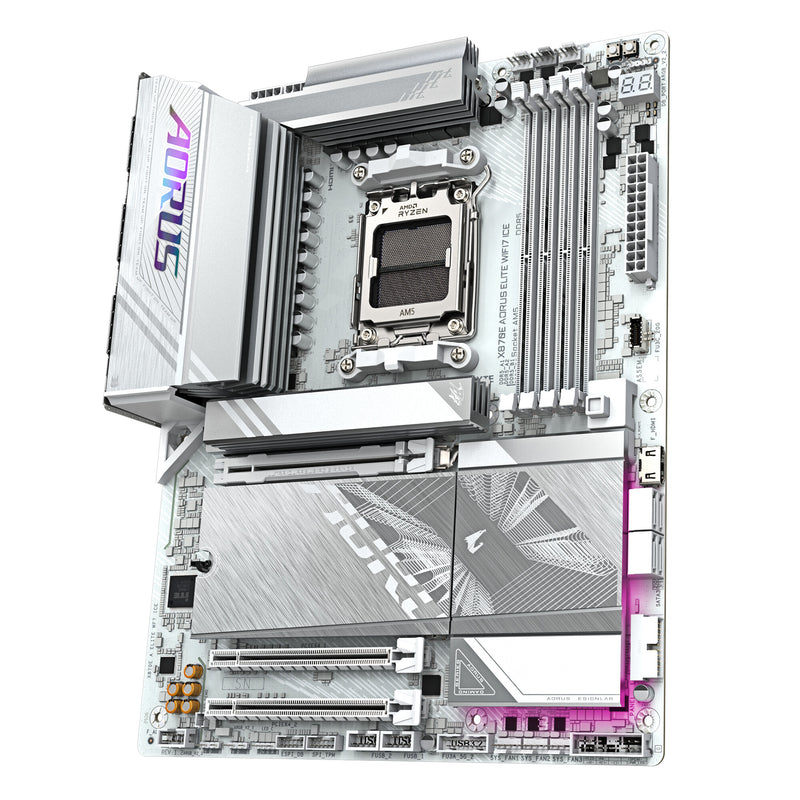GIGABYTE X870E AORUS ELITE WIFI7 ICE Motherboard - Supports AMD Ryzen 9000 CPUs, 16+2+2 Phases Digital VRM, up to 8200Hz DDR5 (OC), 3xPCIe 5.0 + 1xPCIe 4.0, Wi-Fi 7, 2.5GbE LAN, USB 4