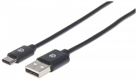 Manhattan USB-C to USB-A Cable, 50cm, USB 2.0, 480 Mbps, Hi-Speed USB, Black, Lifetime Warranty, Equivalent to USB2AC50CM