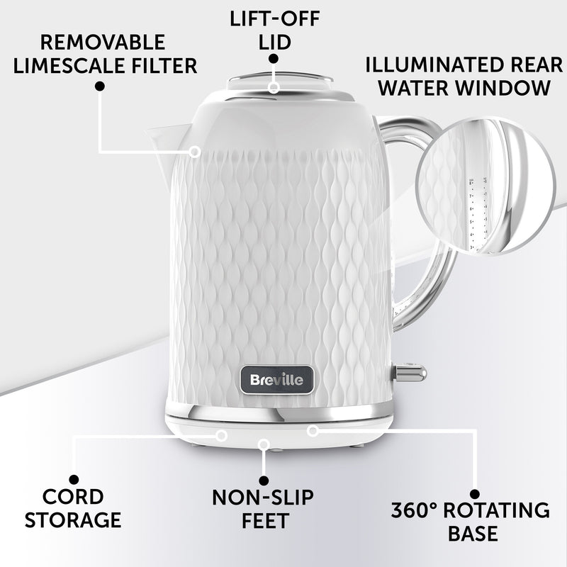 Breville vkt117 electric kettle 1.7 L 3000 W Chrome, White