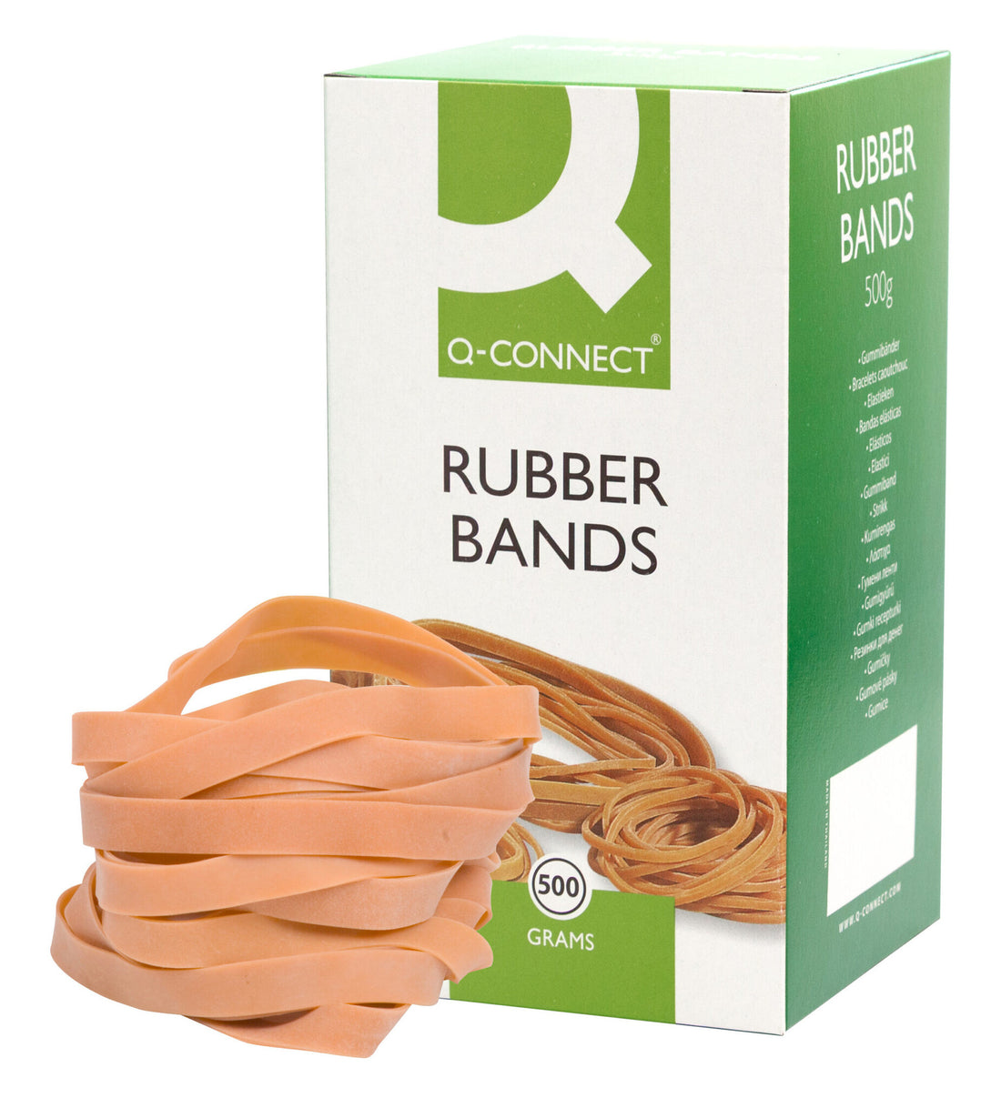Q-CONNECT Rubber bands Natural – No. 89 (12.0x150mm) – Box 500g
