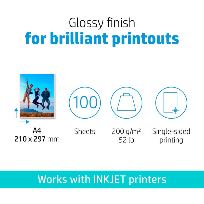 HP Everyday Photo Paper, Glossy, 200 g/m2, A4 (210 x 297 mm), 100 sheets