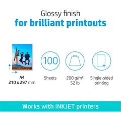 HP Everyday Photo Paper, Glossy, 200 g/m2, A4 (210 x 297 mm), 100 sheets