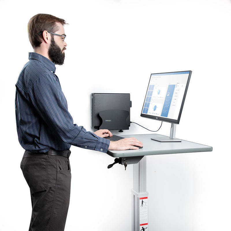 StarTech.com PC Wall Mount Bracket, Supports Desktop Computers Up To 40lb (18kg), Tool-Less Adjustments 1.9-7.8in (50-200mm), Heavy-Duty Wall Mount Shelf/Holder for PC Case/Tower