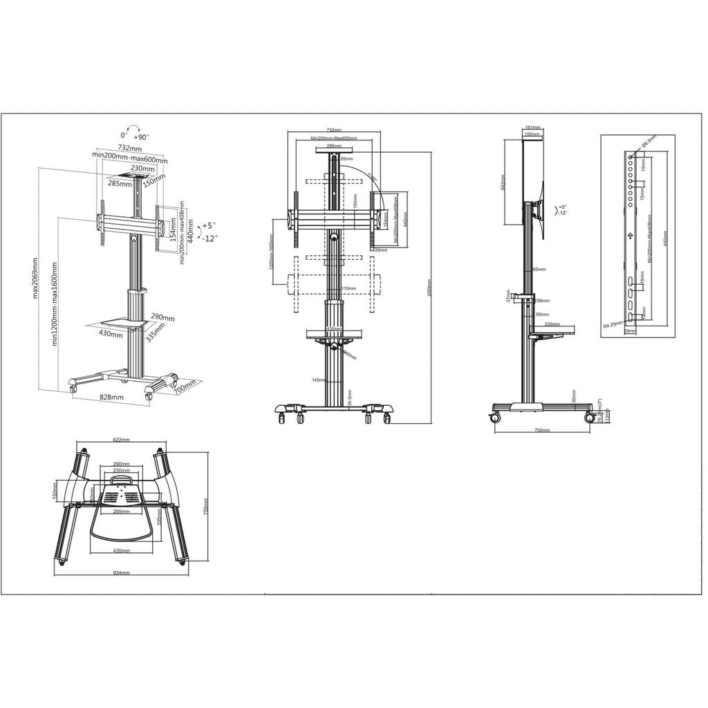 Manhattan Trolley Mount Stand for TV & Monitors, For screens 37" to 65", VESA compatibility: all between - image 5