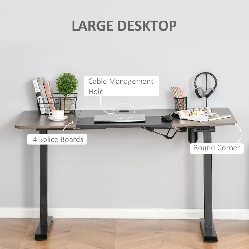 Vinsetto Height Adjustable Electric Standing Desk - Black/Brown