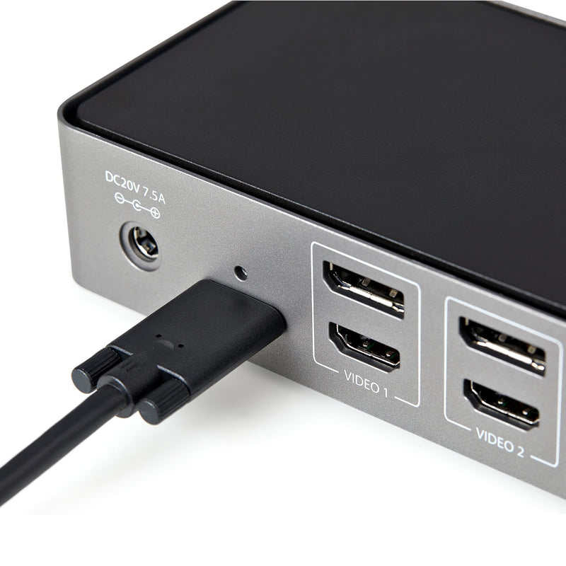 StarTech.com USB-C & USB-A Dock - Hybrid Universal Triple Monitor Laptop Docking Station DisplayPort & HDMI 4K 60Hz - 85W Power Delivery, 6x USB Hub, GbE, Audio - USB 3.1 Gen 2 10Gbps - TAA